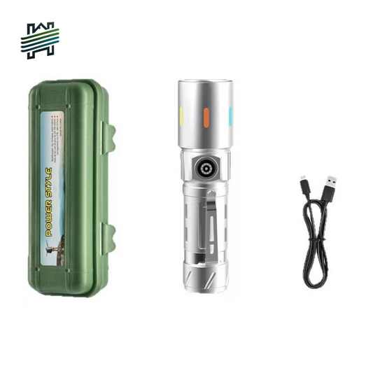 HYTRA Aluminum Alloy Telescopic Zoom Flashlight Lightweight and Portable Aluminum Alloy Material Built-in Recyclable Battery
