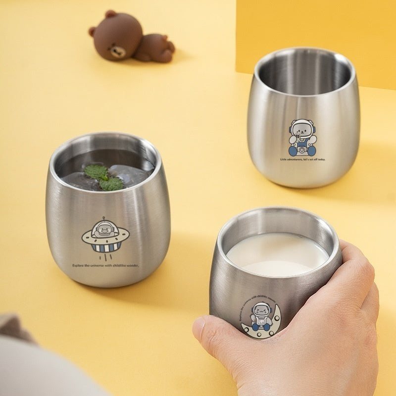 Gelas stainless steel 304, piring taman kanak-kanak, peralatan makan anak-anak