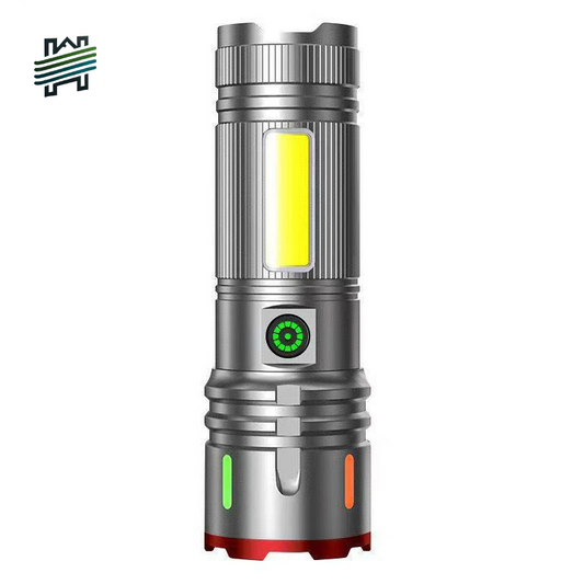 HYTRA Aluminum Alloy Flashlight Rechargeable Life-grade Waterproof Telescopic Zoom Colored Fluorescent Strip