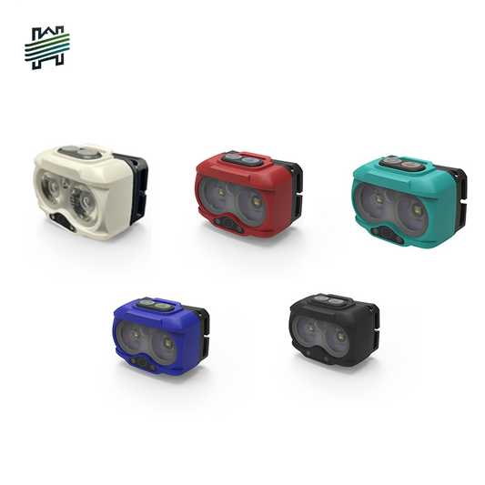 HYTRA LED Cycling Voice-controlled Head-mounted Flashlight White Yellow and Red Lights Wave Sensing Ultra-light to Wear Adjustable Angle