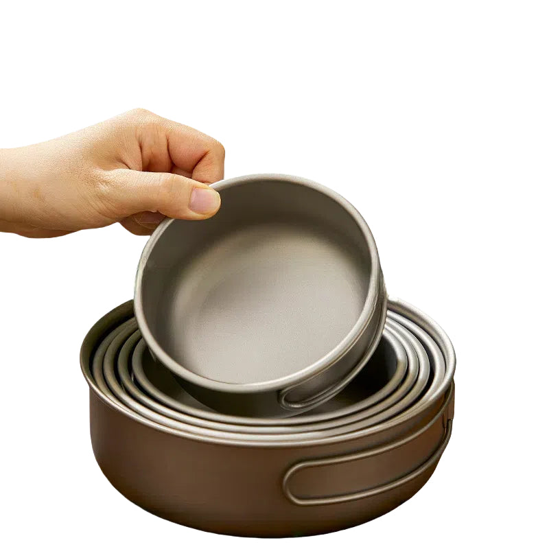 HYTRA Pure Titanium TA1 Outdoor Frying Pan Series (6-piece set)
