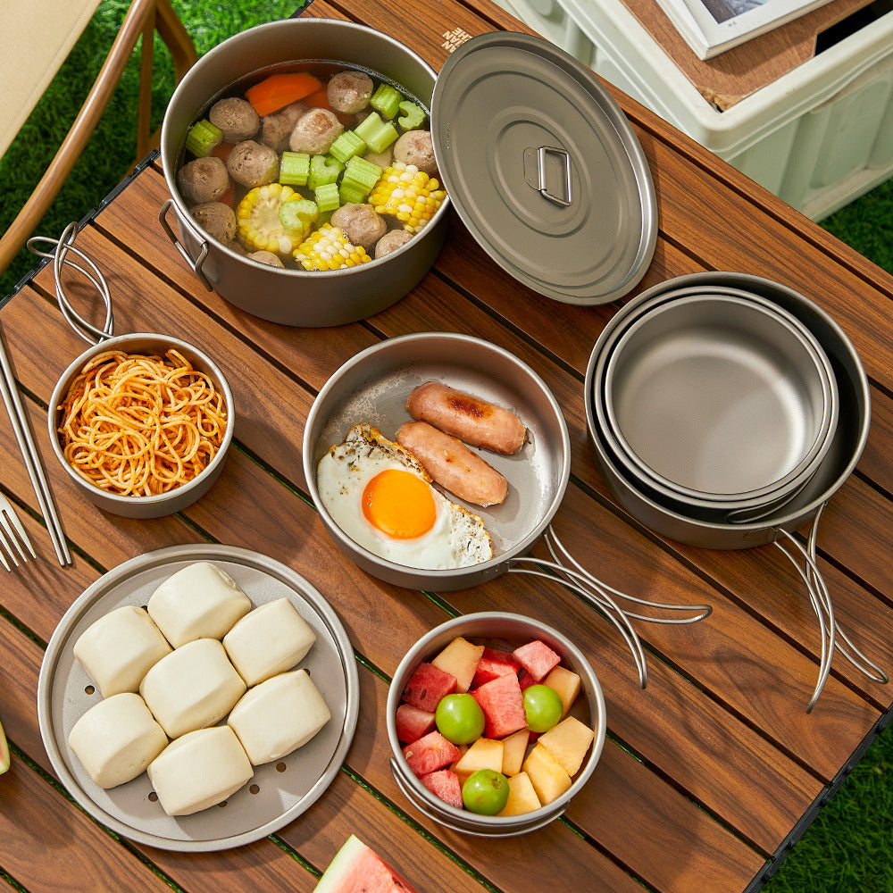 HYTRA Pure Titanium TA1 Outdoor Frying Pan Series (6-piece set)