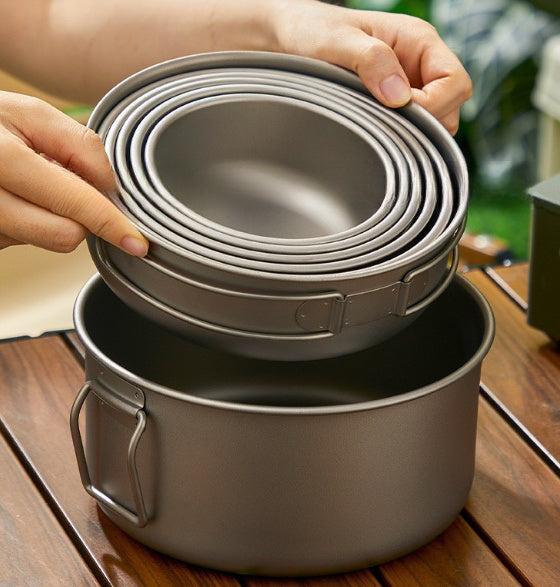 HYTRA Pure Titanium TA1 Outdoor Frying Pan Series (6-piece set)