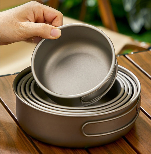 HYTRA Pure Titanium TA1 Outdoor Frying Pan Series (6-piece set)
