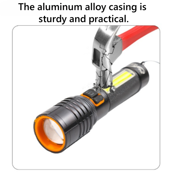 Super-bright long-range white laser TYPE-C fast-charging outdoor lighting lamp, telescopic zoomable, strong light flashlight