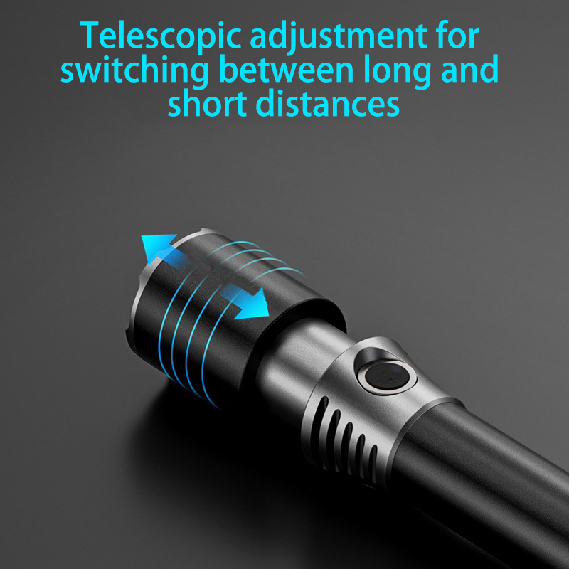 HYTRA Telescopic Zoom Long-range Flashlight Ultra-large Capacity Battery Multi-speed Adjustment Portable Hook Multiple Heat Dissipation