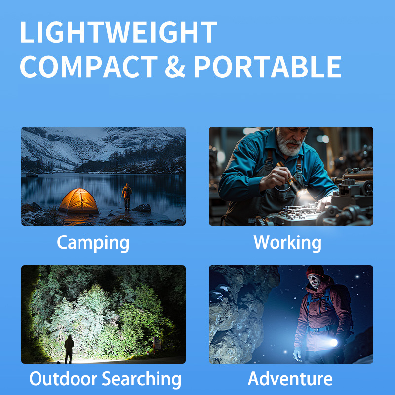 HYTRA Rechargeable Telescopic Focusing Outdoor Flashlight Mobile Phone Charging Large-capacity Battery Battery Level Display Waterproof for Daily Use Telescopic Zoom