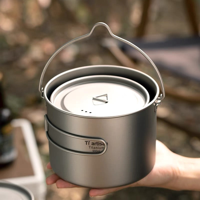 HYTRA 1600ml Outdoor Pure Titanium Folding Stockpot