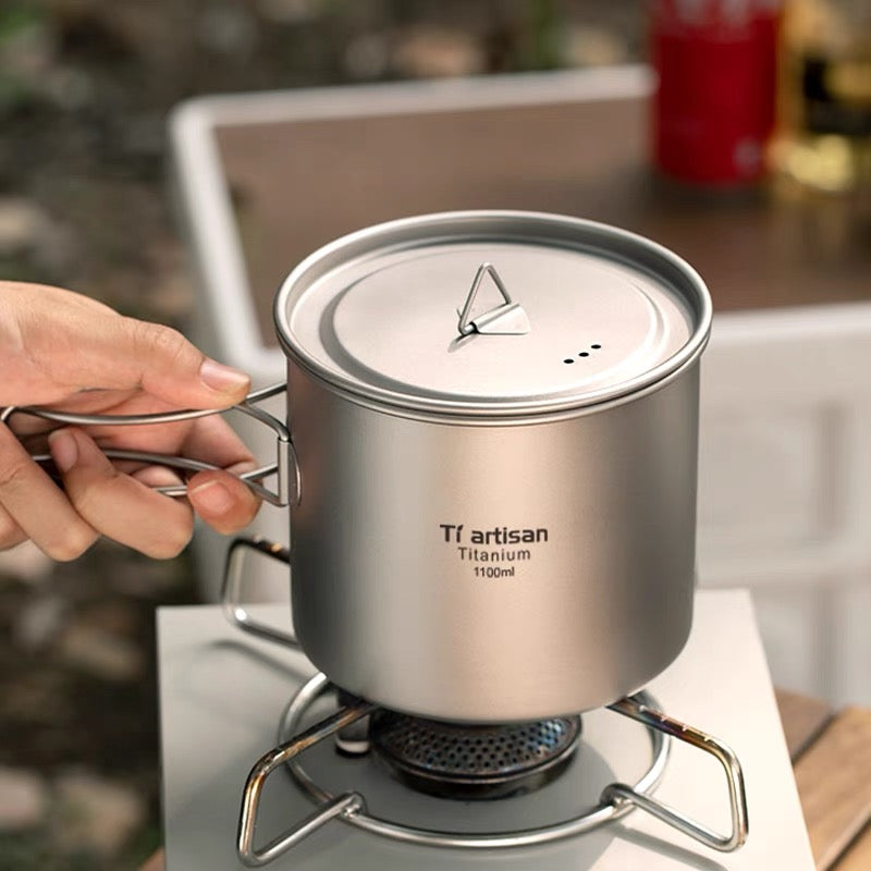 HYTRA 1600ml Outdoor Pure Titanium Folding Stockpot