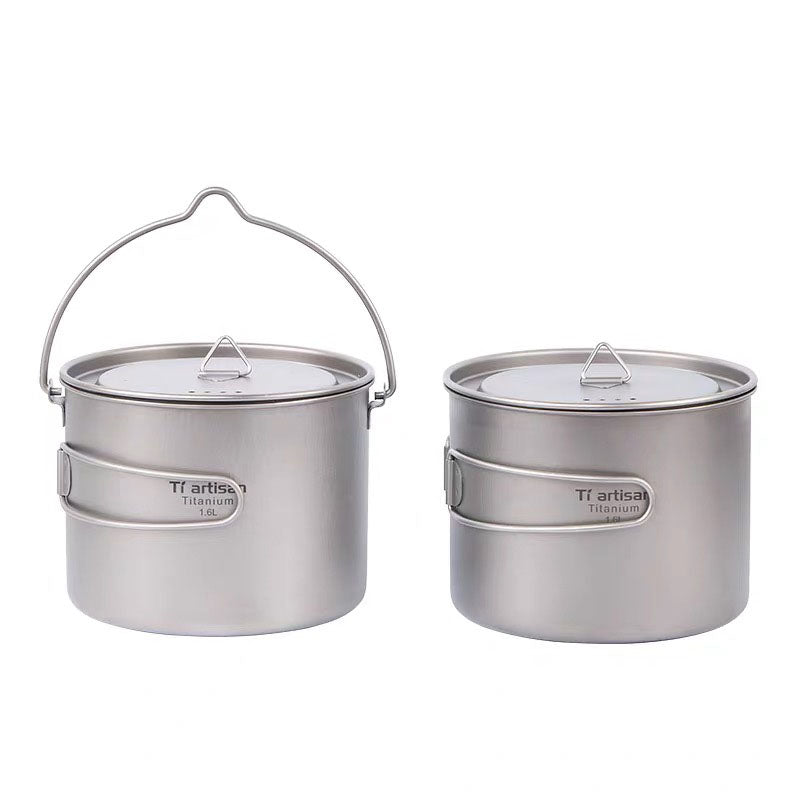 HYTRA 1600ml Outdoor Pure Titanium Folding Stockpot