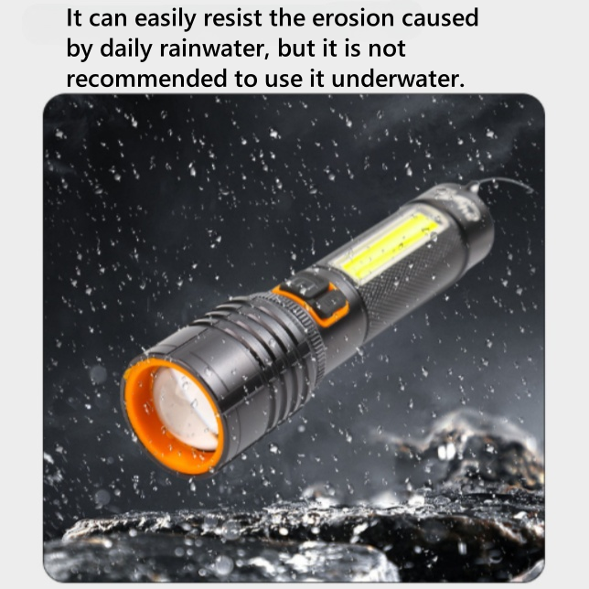 Super-bright long-range white laser TYPE-C fast-charging outdoor lighting lamp, telescopic zoomable, strong light flashlight