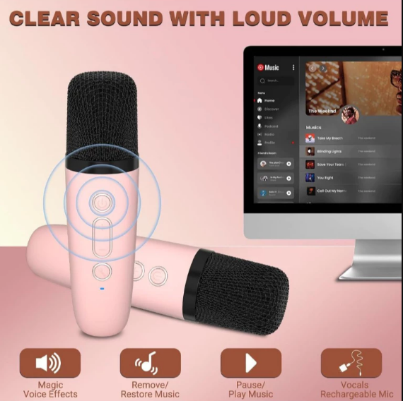 HYTRA Speaker Bluetooth Karaoke 2 Mic Set