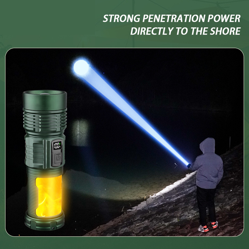HYTRA Multi-functional Zoom Flashlight Camping Lamp Mechanical Zoom TYPE-C Fast Charging Rainstorm Waterproof Side Camping Light