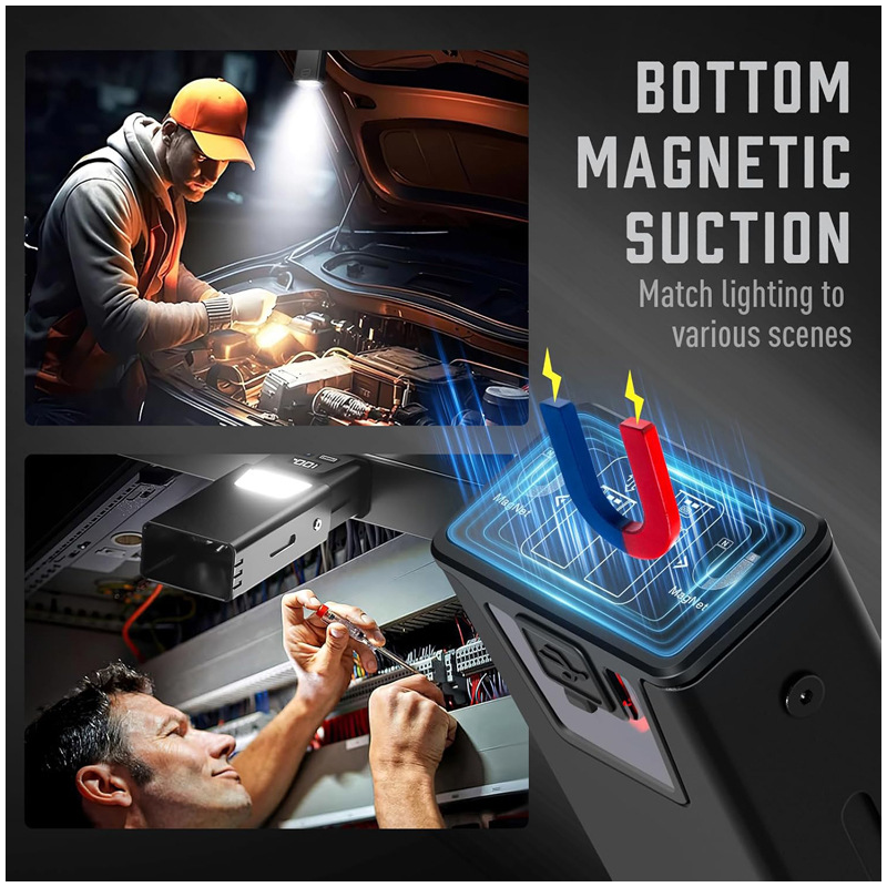 HYTRA Multi-functional Magnetic Suction Lamp Long-lasting Battery Life Strong Magnetic Attraction Battery Level Display Compact and Portable