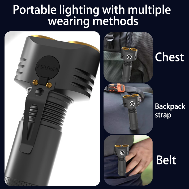 HYTRA Long-range Strong Light Flashlight Strong Magnetic Adsorption Portable Bag Holder Large-capacity Lithium Battery