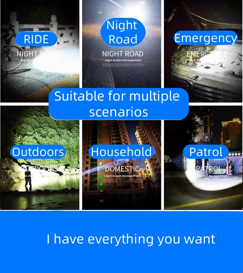 Home LED Zoom Strong Light Mini Small Flashlight C Port Long-range Camping Emergency Charging Flashlight