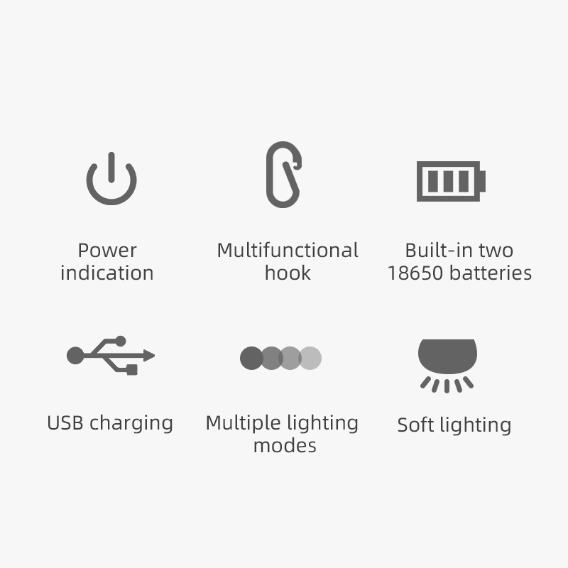 HYTRA Camping Lamp Atmosphere Bedside Lamp Multiple-speed Mode Magnetic Attraction Function Rechargeable