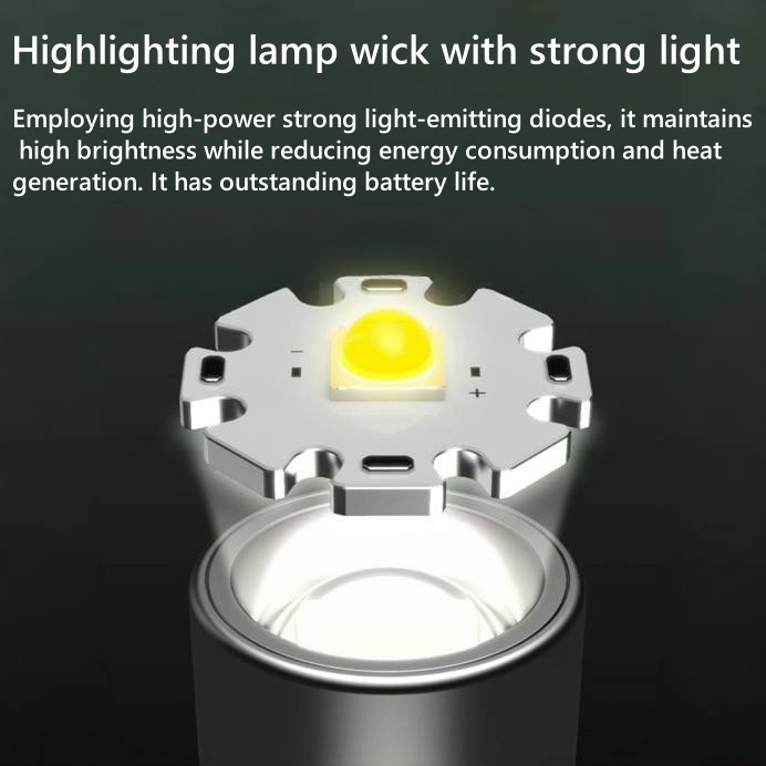 Super-bright long-range white laser TYPE-C fast-charging outdoor lighting lamp, telescopic zoomable, strong light flashlight