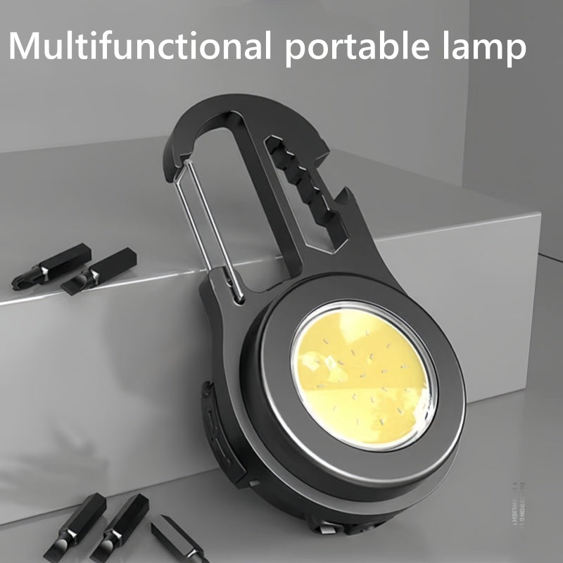 Multifunctional high-brightness small flashlight, clip-on keychain lamp, rechargeable, strong magnet, portable, outdoor working lamp