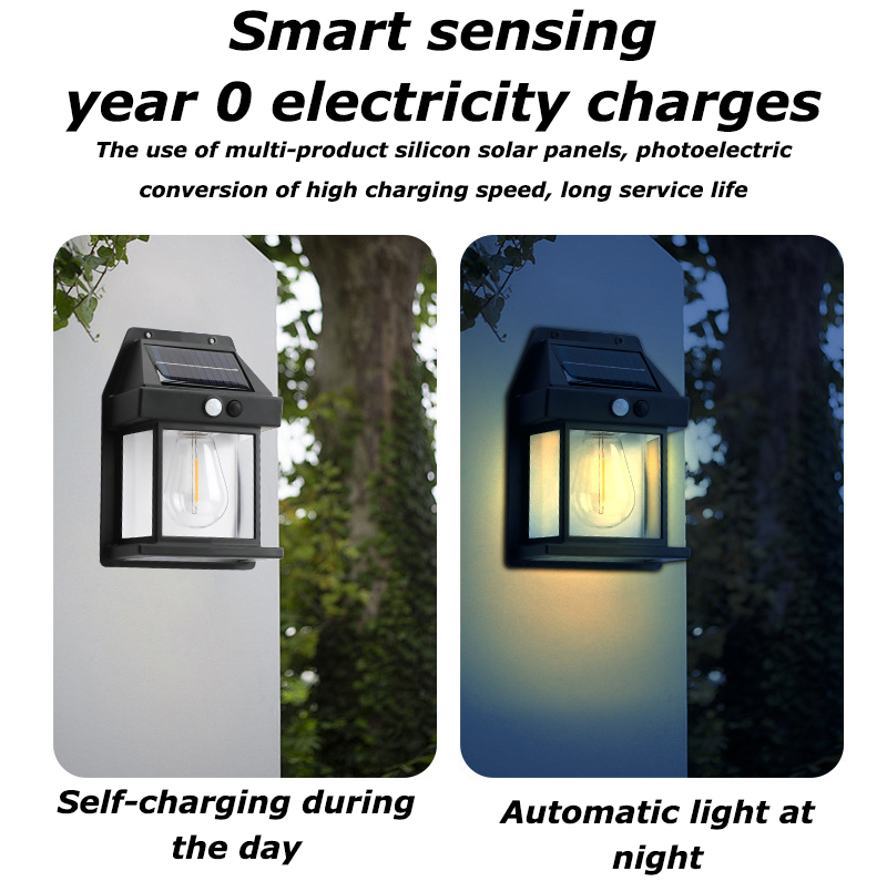HYTRA Outdoor Solar Induction Tungsten Wire Warm Light Wall Lamp