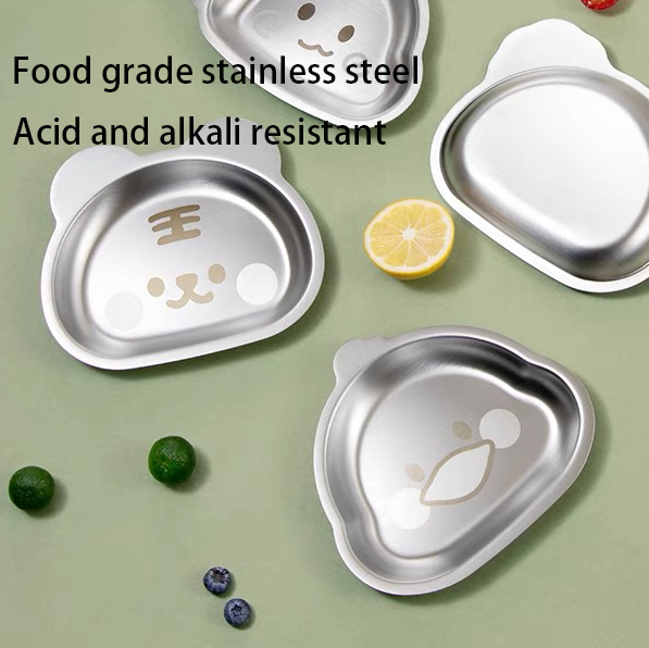HYTRA Children's Cartoon Stainless Steel Dinner Plate