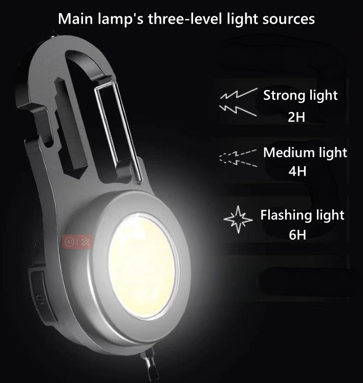 Multifunctional high-brightness small flashlight, clip-on keychain lamp, rechargeable, strong magnet, portable, outdoor working lamp