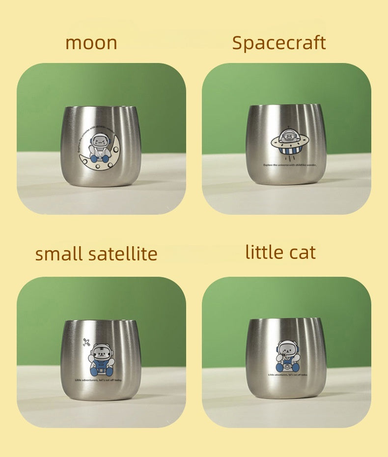 Gelas stainless steel 304, piring taman kanak-kanak, peralatan makan anak-anak