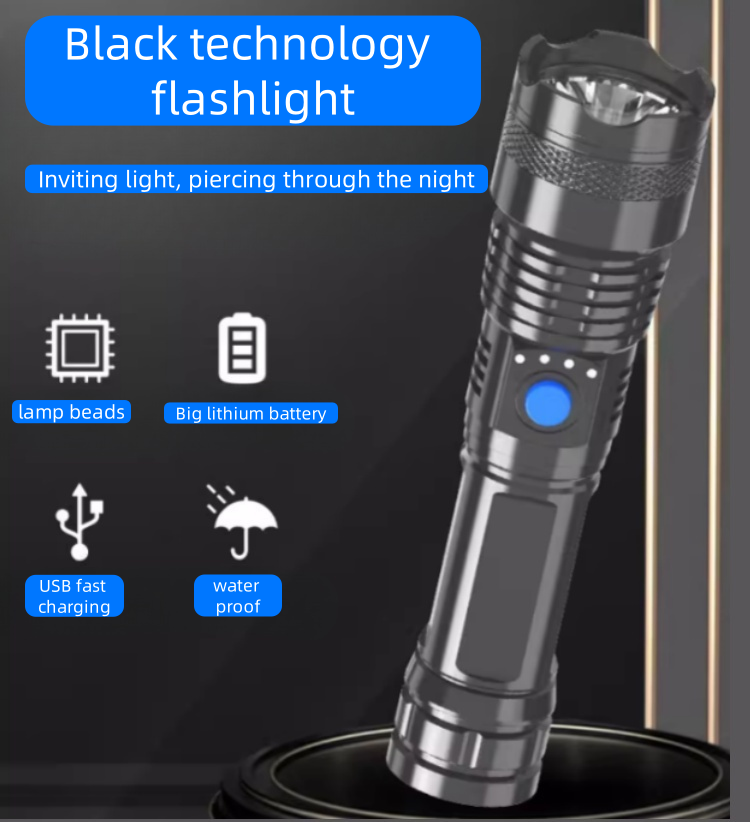 Strong Light Flashlight LED Lighting Flashlight USB Charging Portable Mini Strong Light Flashlight Long Battery Life