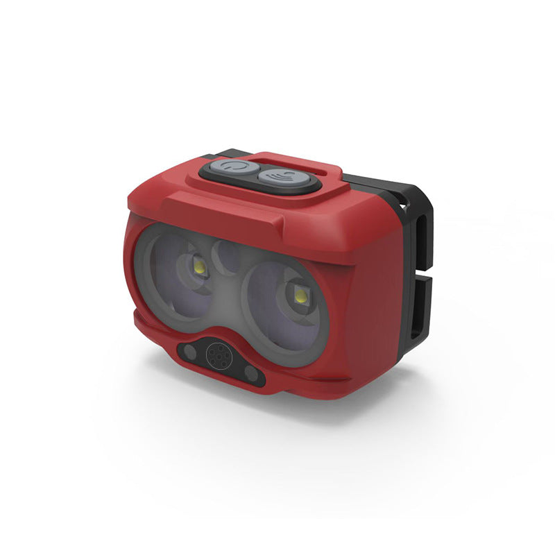HYTRA LED Cycling Voice-controlled Head-mounted Flashlight White Yellow and Red Lights Wave Sensing Ultra-light to Wear Adjustable Angle