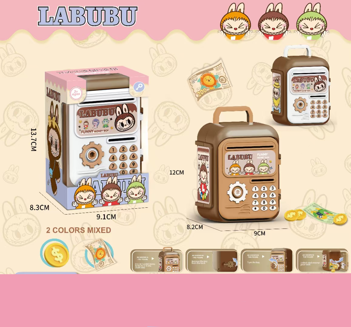 New style piggy bank for girls and boys, password box for saving money, large capacity for boys, princess toy for pretend play