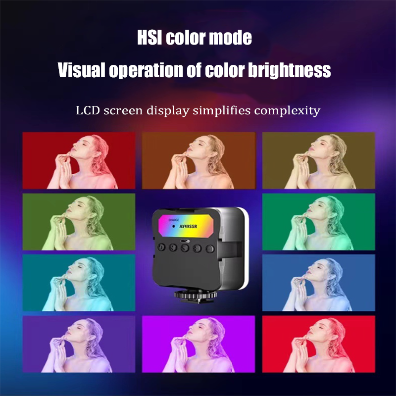 HYTRA Three-color pocket light, RGB rechargeable mini clip, computer camera, mobile phone selfie, live streaming fill light, tofu light