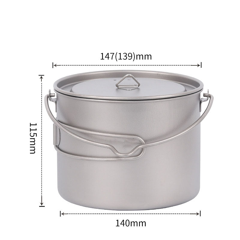 HYTRA 1600ml Outdoor Pure Titanium Folding Stockpot
