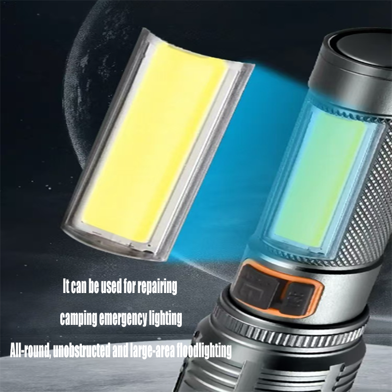HYTRA Portable Flashlight Aluminum Alloy Charging Function, Outdoor Strong Light Zoom, Long-range Shooting, and Extremely Long Battery Life