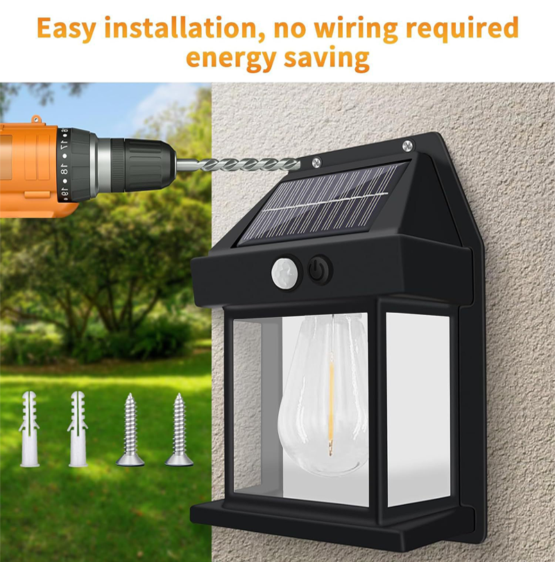 HYTRA Outdoor Solar Induction Tungsten Wire Warm Light Wall Lamp