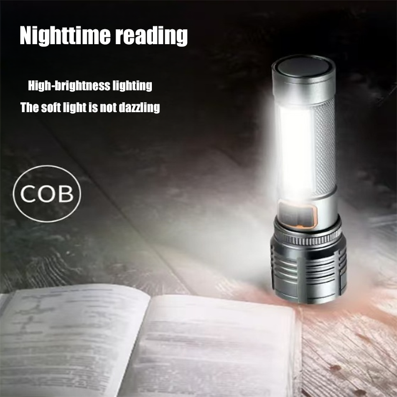 HYTRA Portable Flashlight Aluminum Alloy Charging Function, Outdoor Strong Light Zoom, Long-range Shooting, and Extremely Long Battery Life