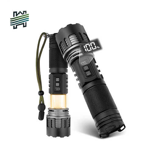 HYTRA LED Strong Light Long-range Zoom Flashlight Laser Wick Made of 5-level Waterproof Alloy Material for Focusing and Zooming