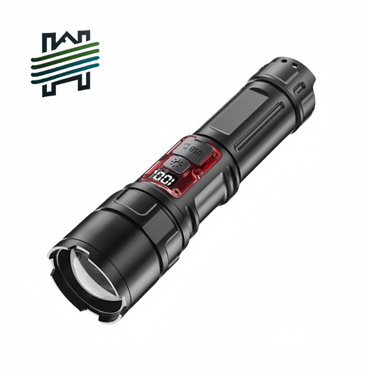 Rechargeable high-intensity flashlight for outdoor use, multi-functional, long-range, super-bright, small-sized, suitable for household use, mini portable, white laser light.