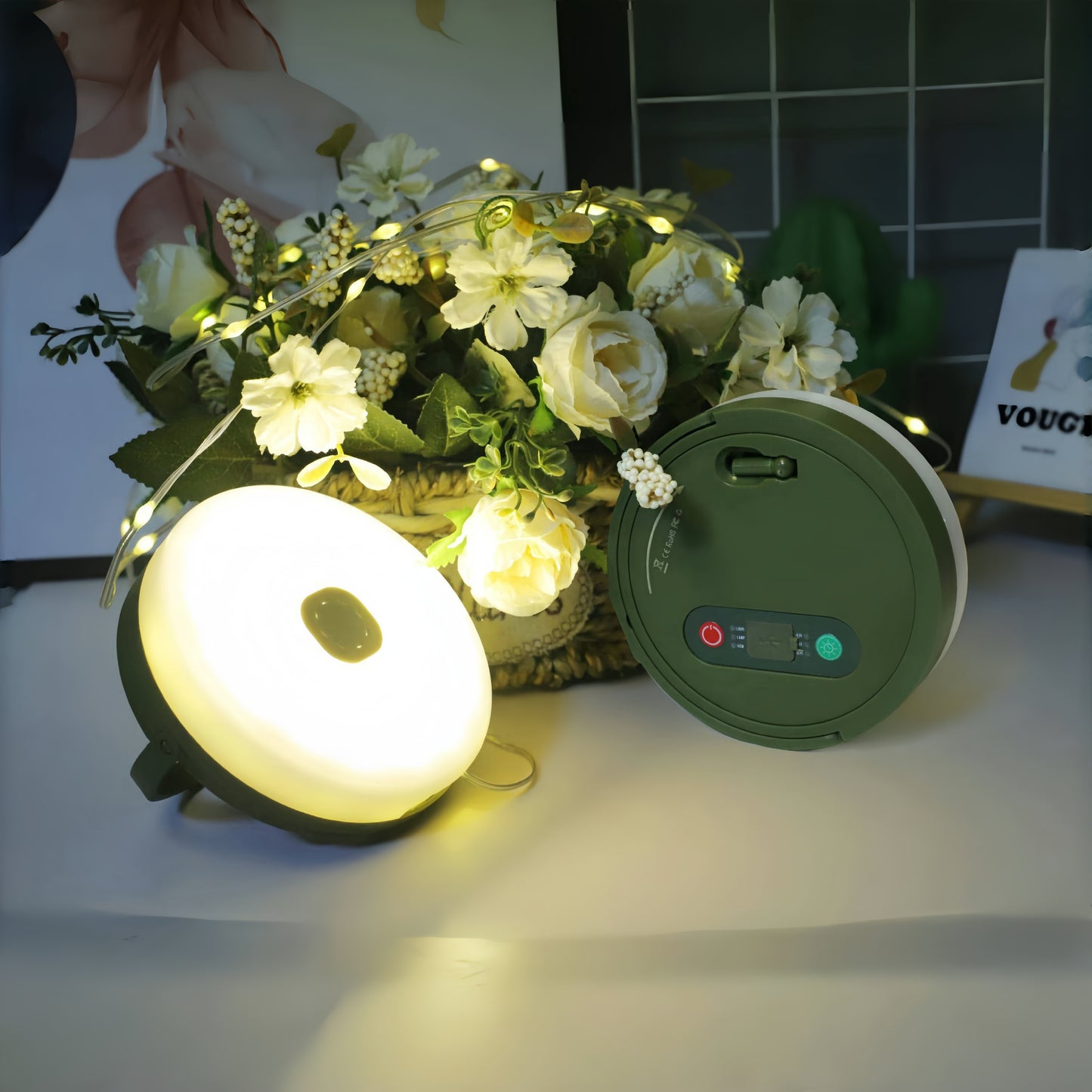 Solar camping lantern - multi-color string lights for illumination and charging - outdoor atmosphere lamp - camping tent lamp
