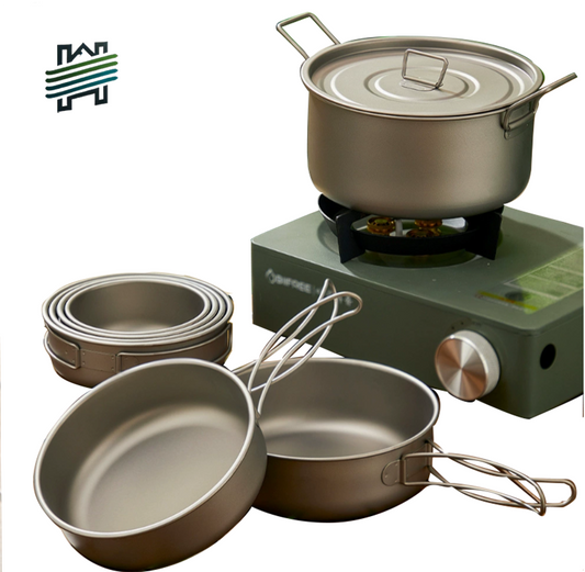 HYTRA Pure Titanium TA1 Outdoor Frying Pan Series (6-piece set)