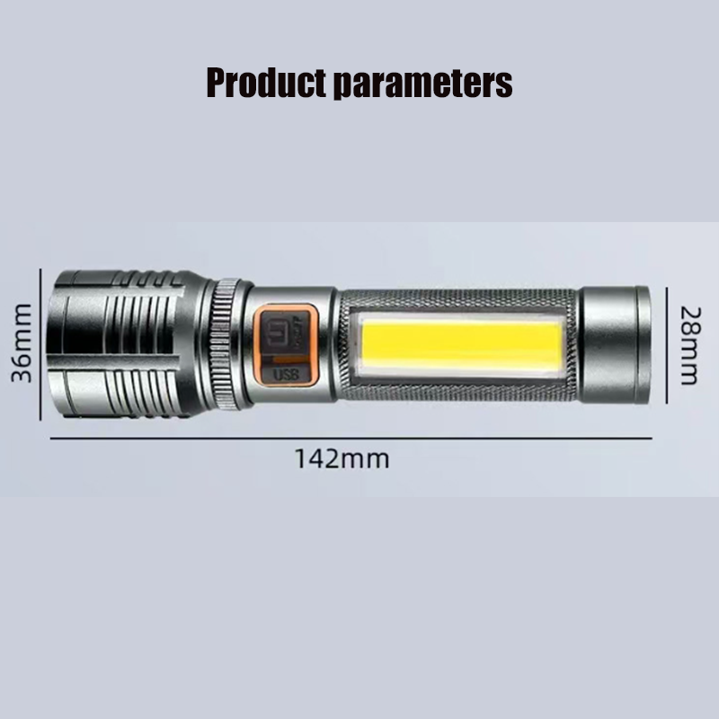 HYTRA Portable Flashlight Aluminum Alloy Charging Function, Outdoor Strong Light Zoom, Long-range Shooting, and Extremely Long Battery Life