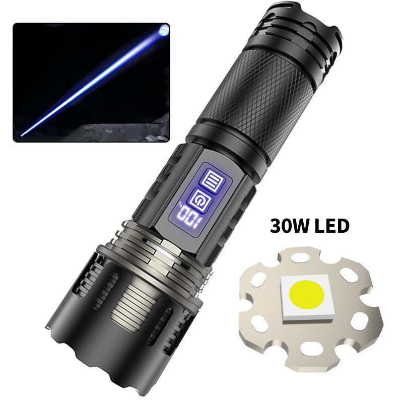 HYTRA LED Strong Light Long-range Zoom Flashlight Laser Wick Made of 5-level Waterproof Alloy Material for Focusing and Zooming