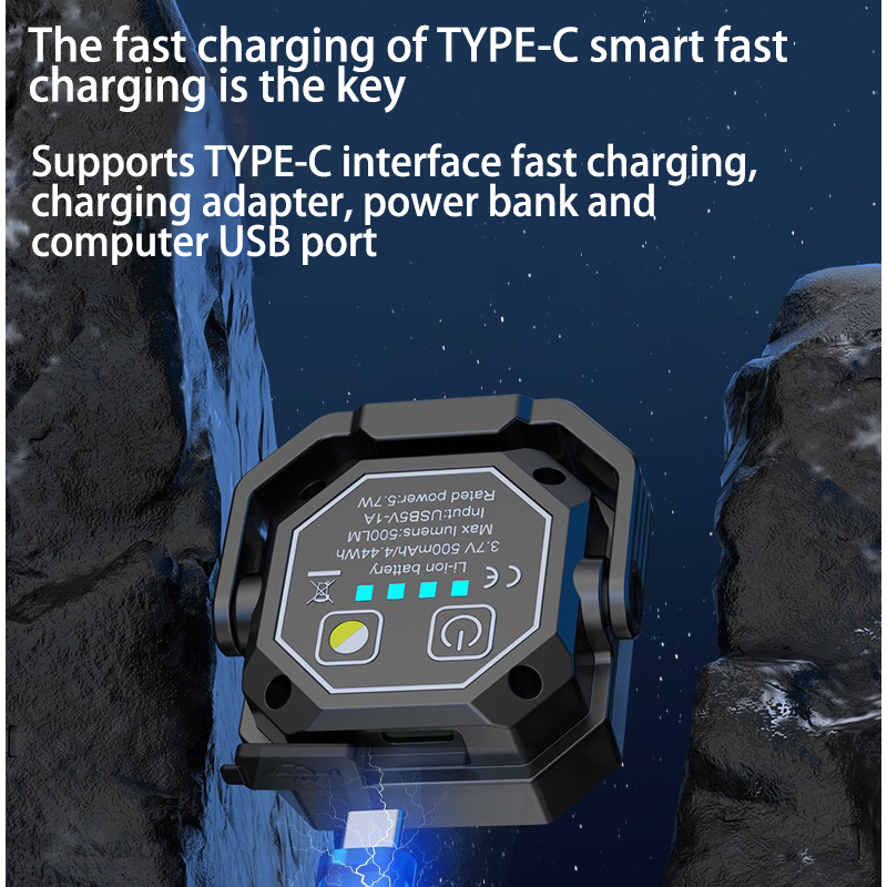 HYTRA Outdoor Portable High-intensity Tool Light Smart Battery Level Display Type-C Fast Charging 360° Rotation Life TYPE Waterproof