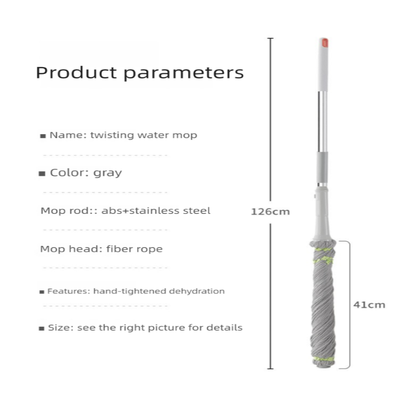 HYTRA Hand Cranked Mop  Stainless steel body  fiber cotton style Dry and wet dual-purpose