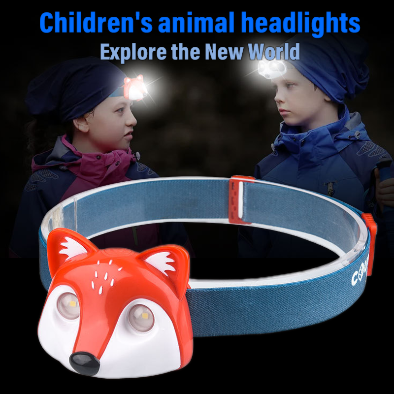 HYTRA Children's Fox Headlamp Life Waterproof One Click Switch Animal Appearance TYPE-C Charging