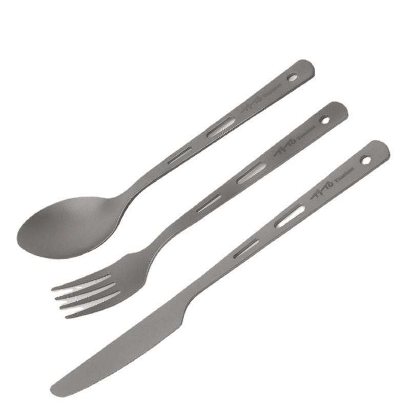 HYTRA Outdoor Titanium Knife, Fork and Spoon