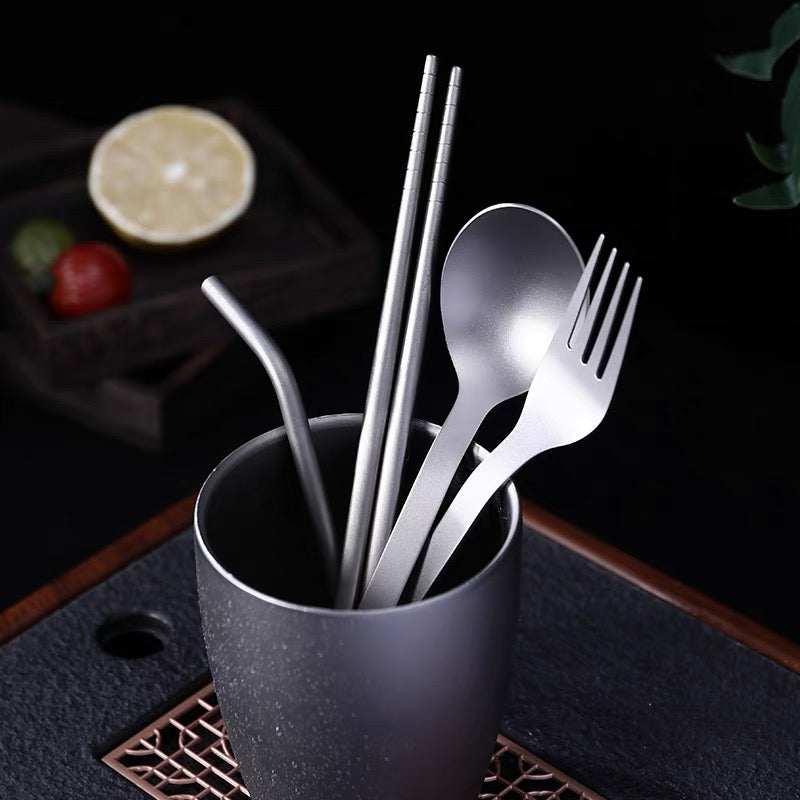 HYTRA Outdoor Titanium Knife, Fork and Spoon
