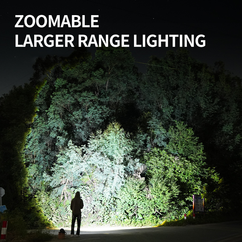 HYTRA Rechargeable Telescopic Focusing Outdoor Flashlight Mobile Phone Charging Large-capacity Battery Battery Level Display Waterproof for Daily Use Telescopic Zoom