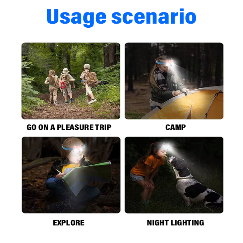 HYTRA Children's Raccoon Headlamp Life Waterproof One Click Switch Animal Appearance TYPE-C Charging