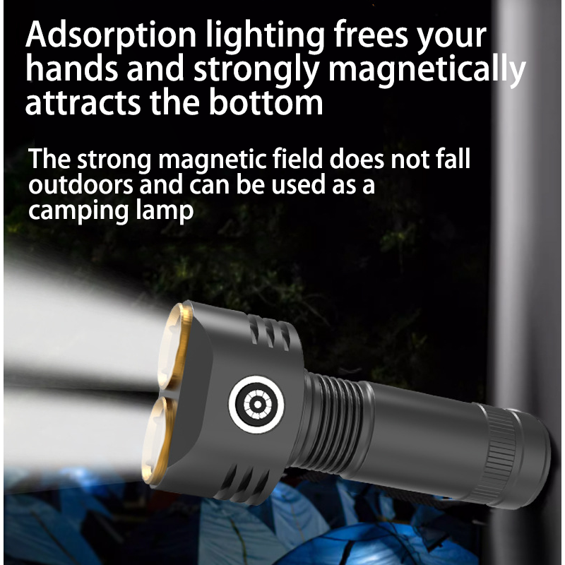 HYTRA Long-range Strong Light Flashlight Strong Magnetic Adsorption Portable Bag Holder Large-capacity Lithium Battery