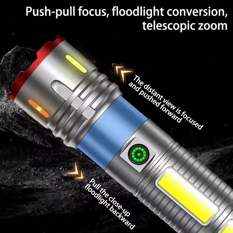 HYTRA Aluminum Alloy Flashlight High-capacity Lithium Battery It can be Used as a Power Bank Telescopic Zoom Intelligent Battery Level Display